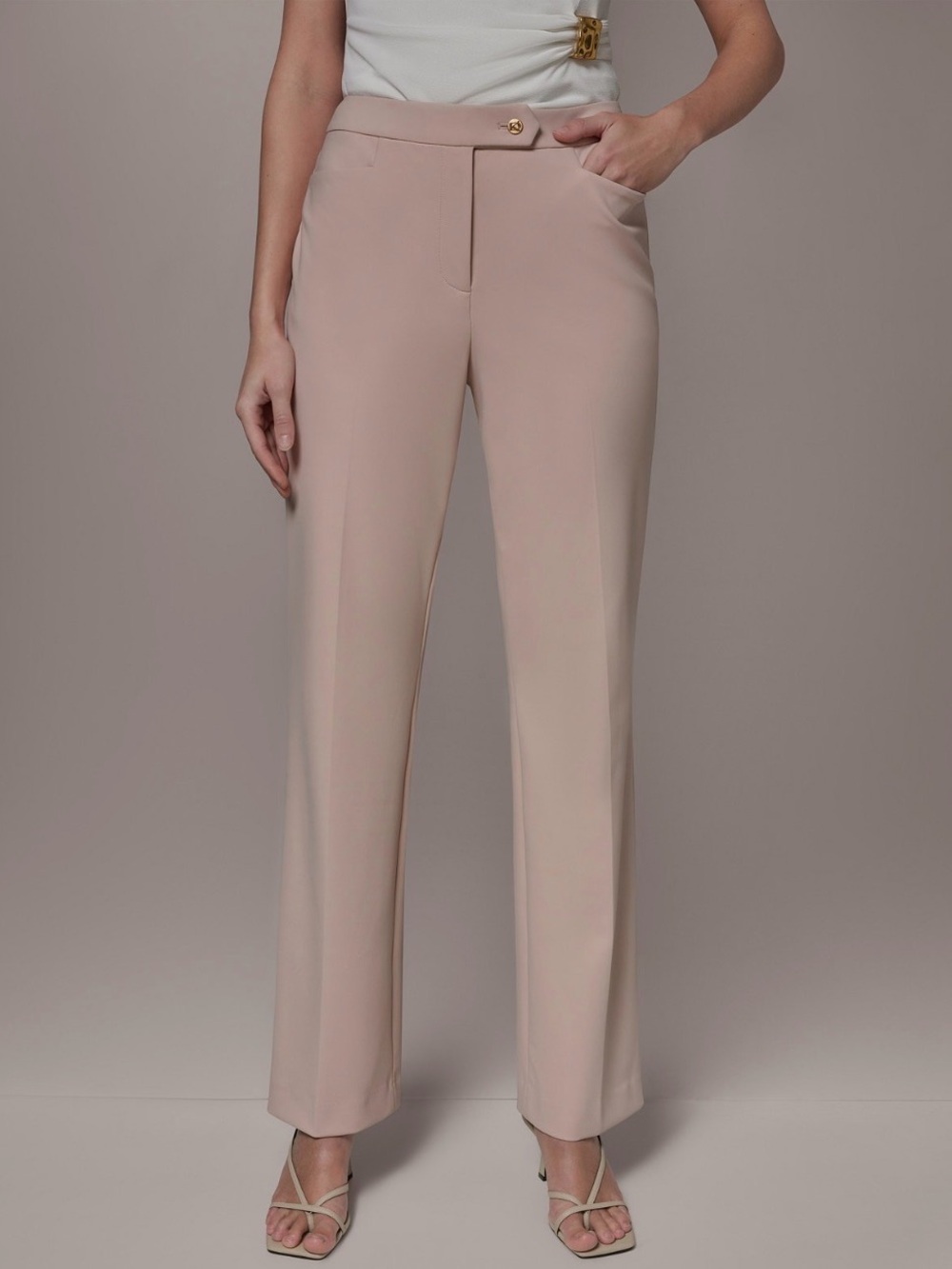 NWT Donna Karan Women's Mid-Rise Bootcut Suit Pants. SNOW PETAL. Size 10. $149